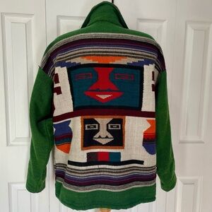 Authentic Handwoven Tribal Print Wool Blend Blanket Jacket